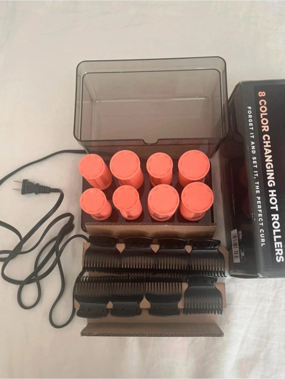 8 Color Changing Hot Rollers – Coral Orange Set